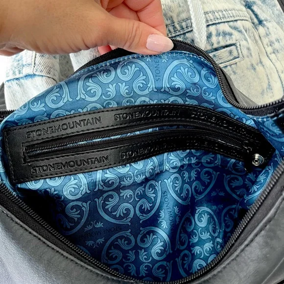 Stone Mountain Black Leather  Crossbody Bag - Picture 12 of 15